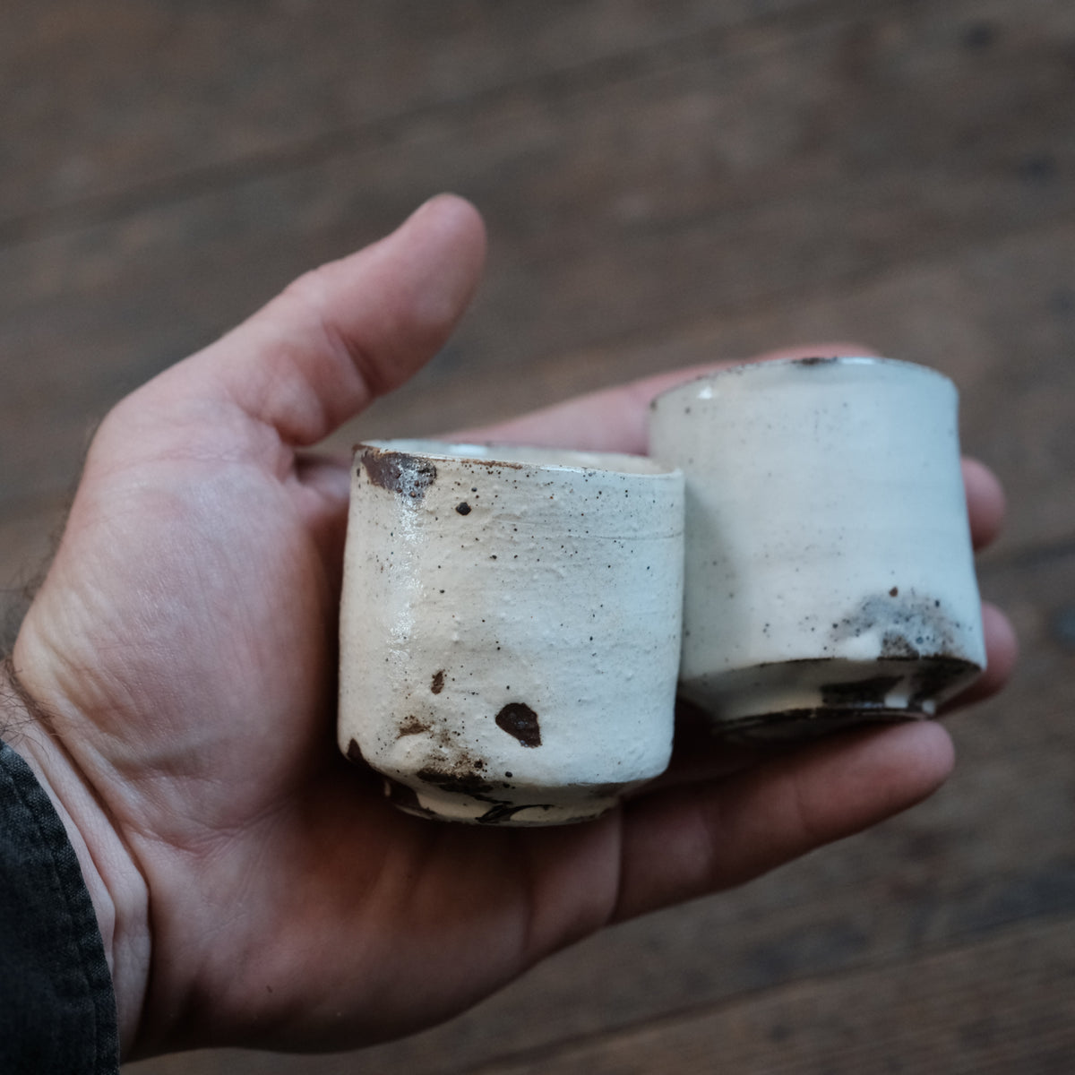 Drinking Vessels, White and Ash, Set of Two