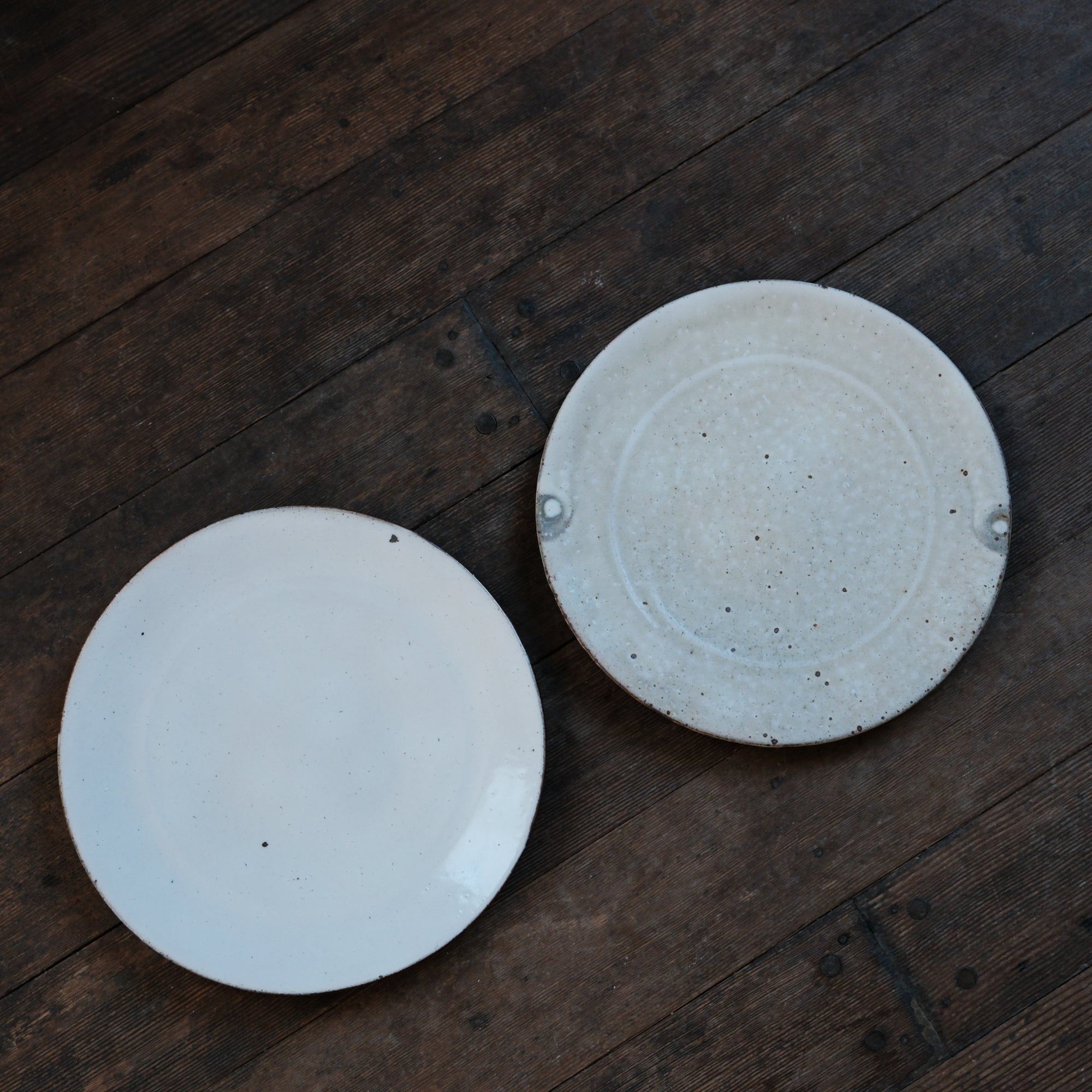 Plates, White and Ash, Set of Two