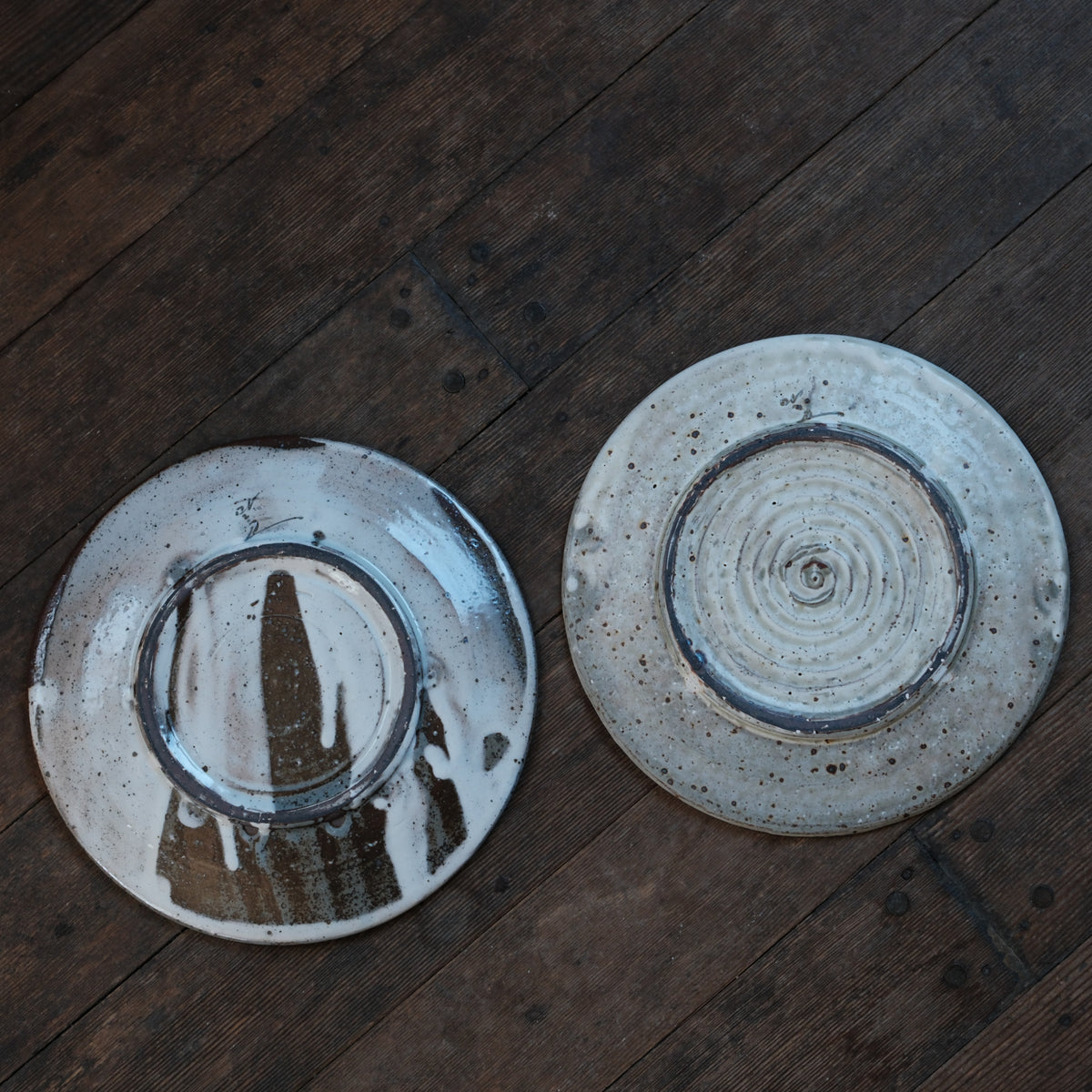 Plates, White and Ash, Set of Two