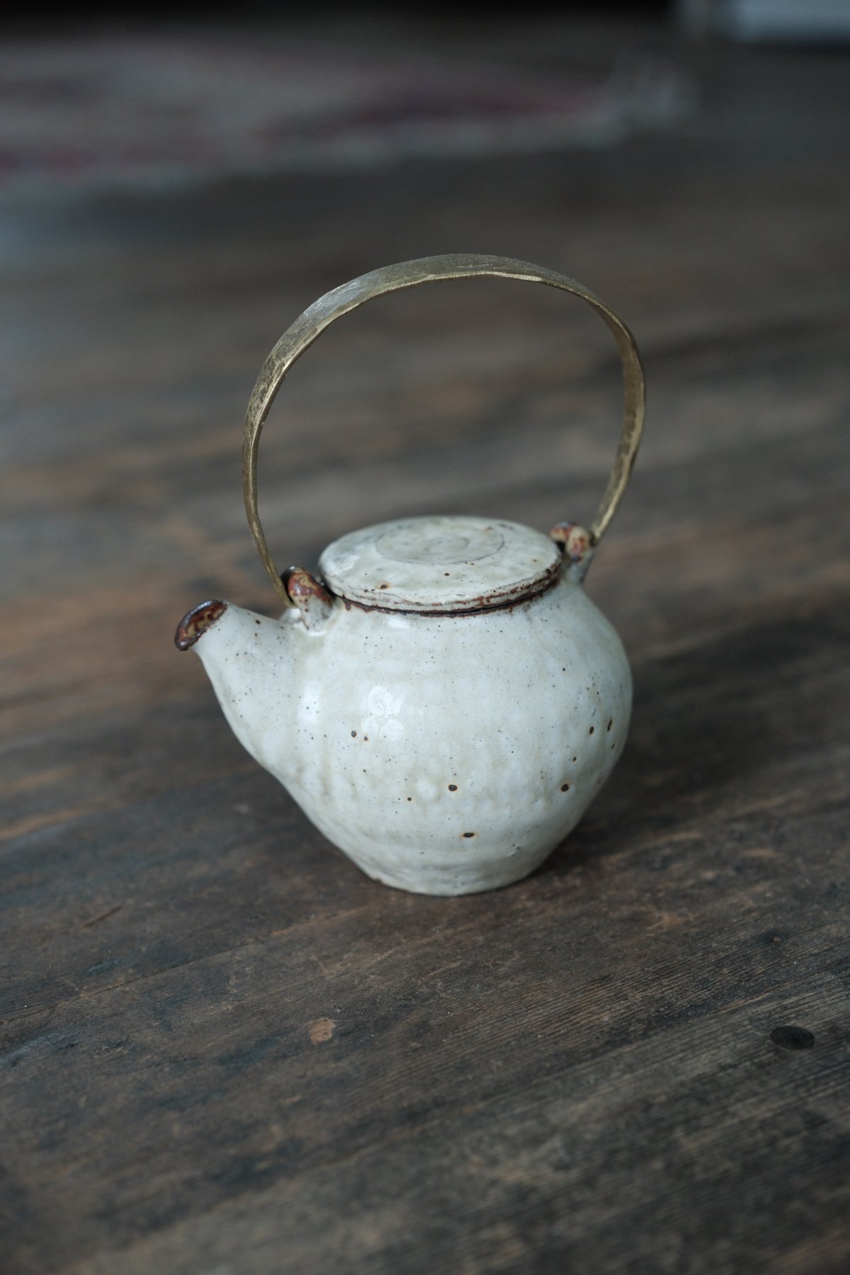 Teapot, Raw Brass Handle, medium size
