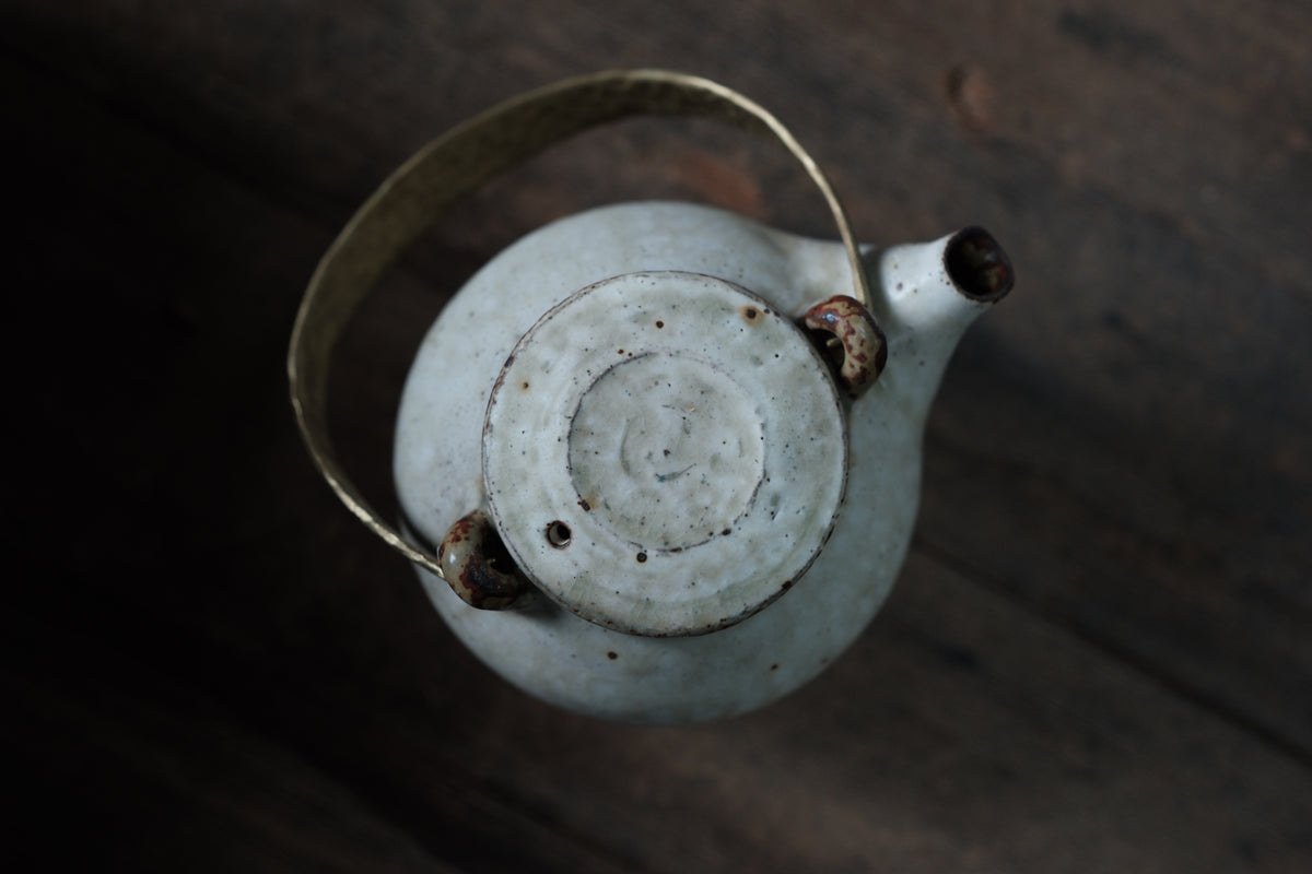 Teapot, Raw Brass Handle, medium size