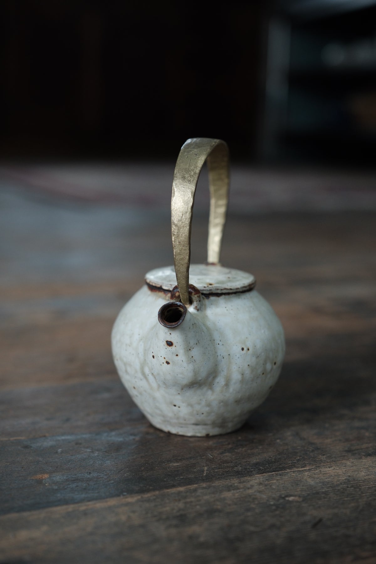 Teapot, Raw Brass Handle, medium size