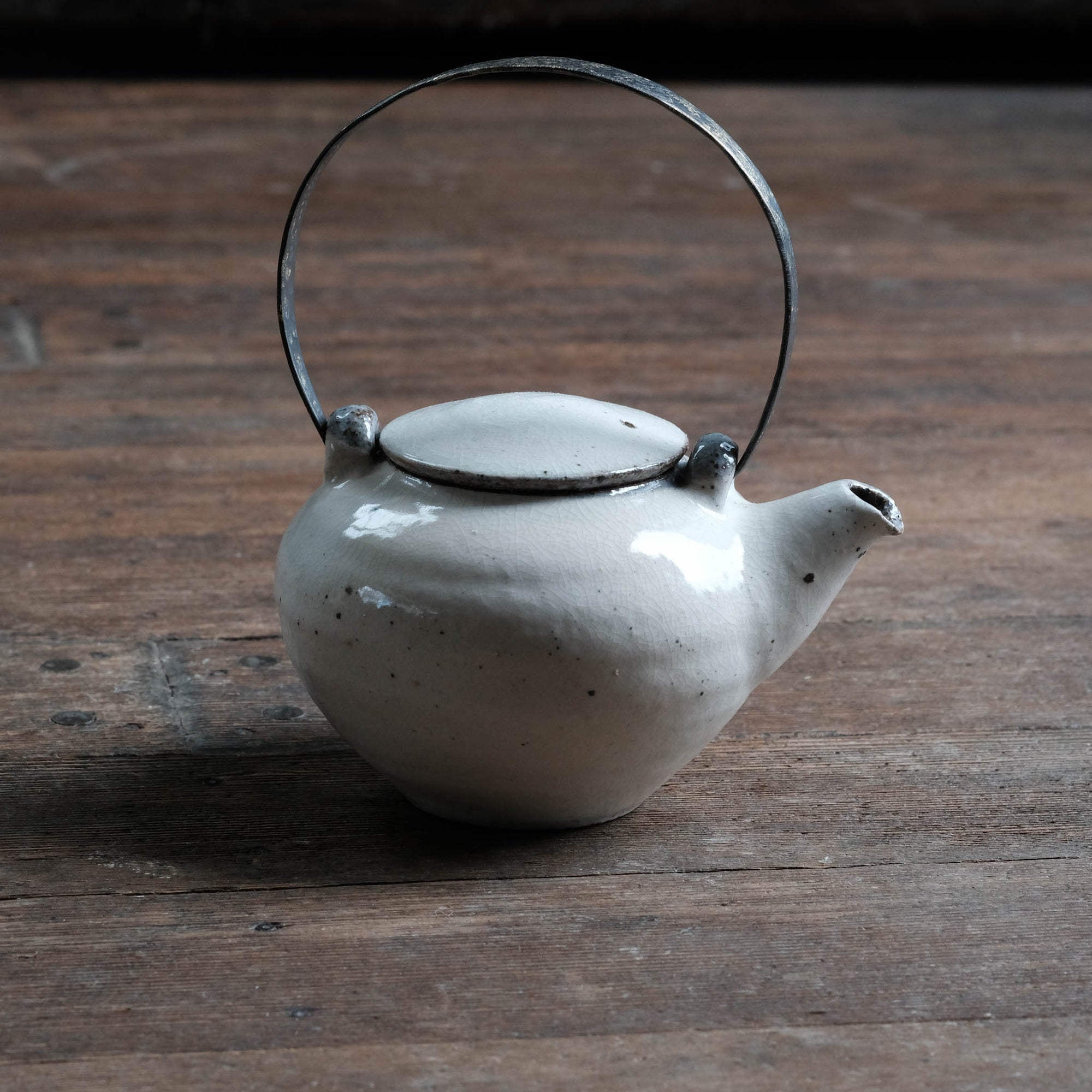 Teapot, Etched Brass Handle