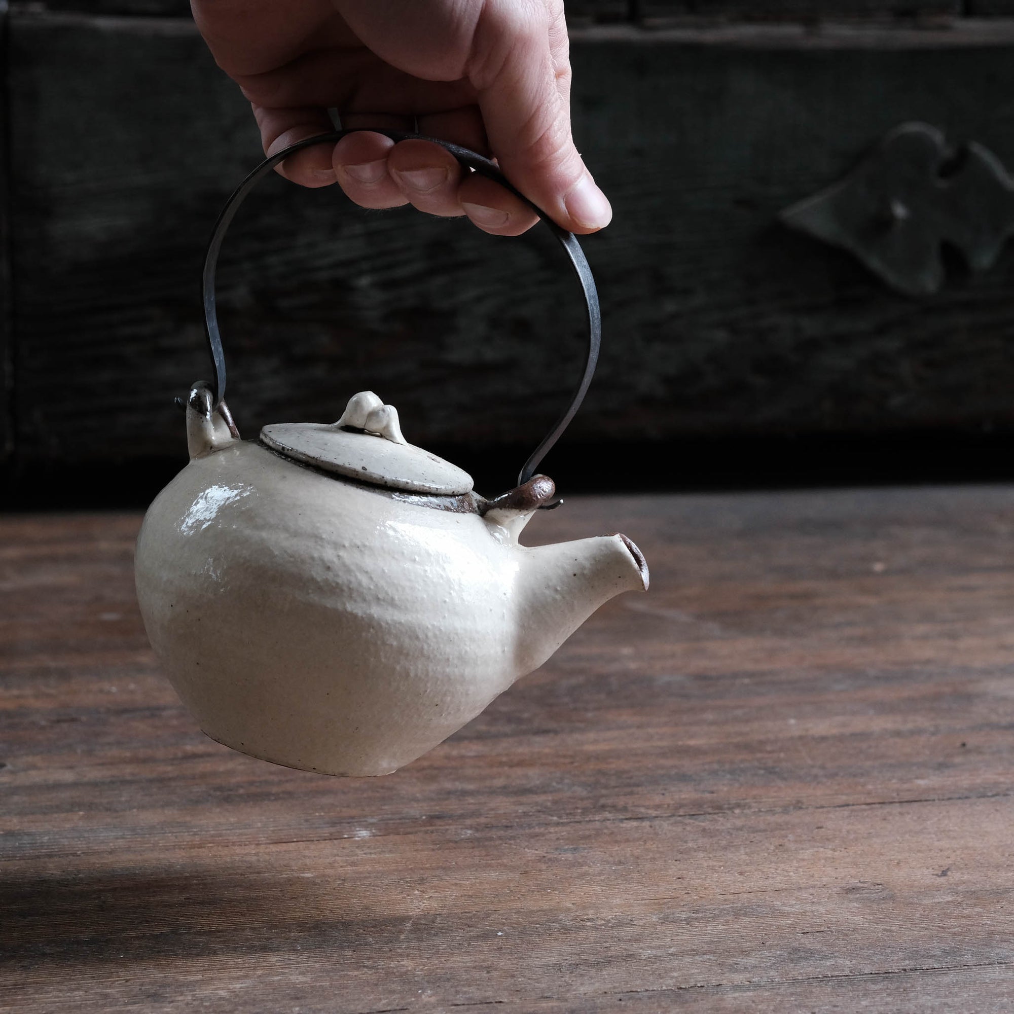 Medium Teapot, Etched Brass Handle