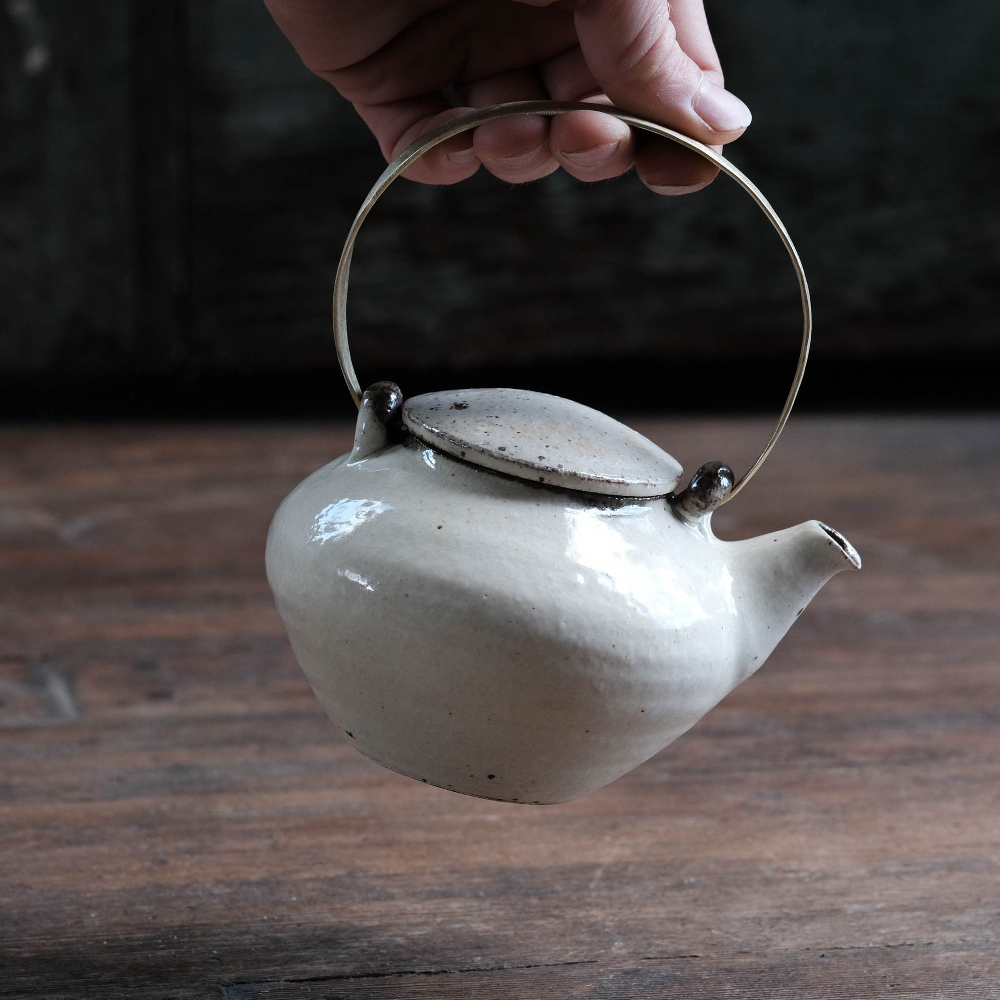 Medium Teapot, Raw Brass Handle
