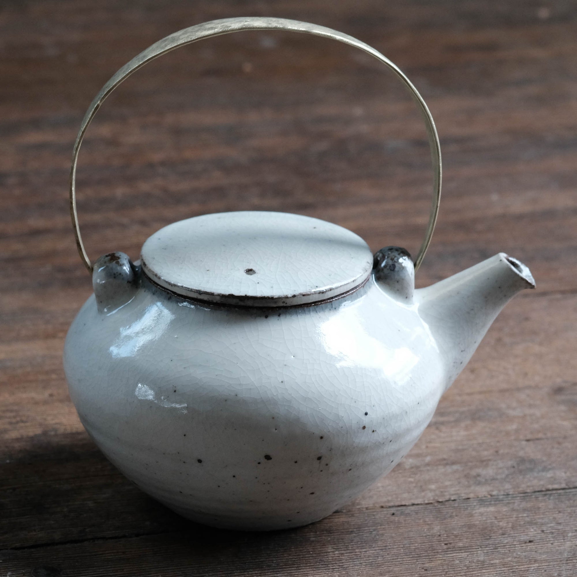 Large Teapot, Raw Brass Handle
